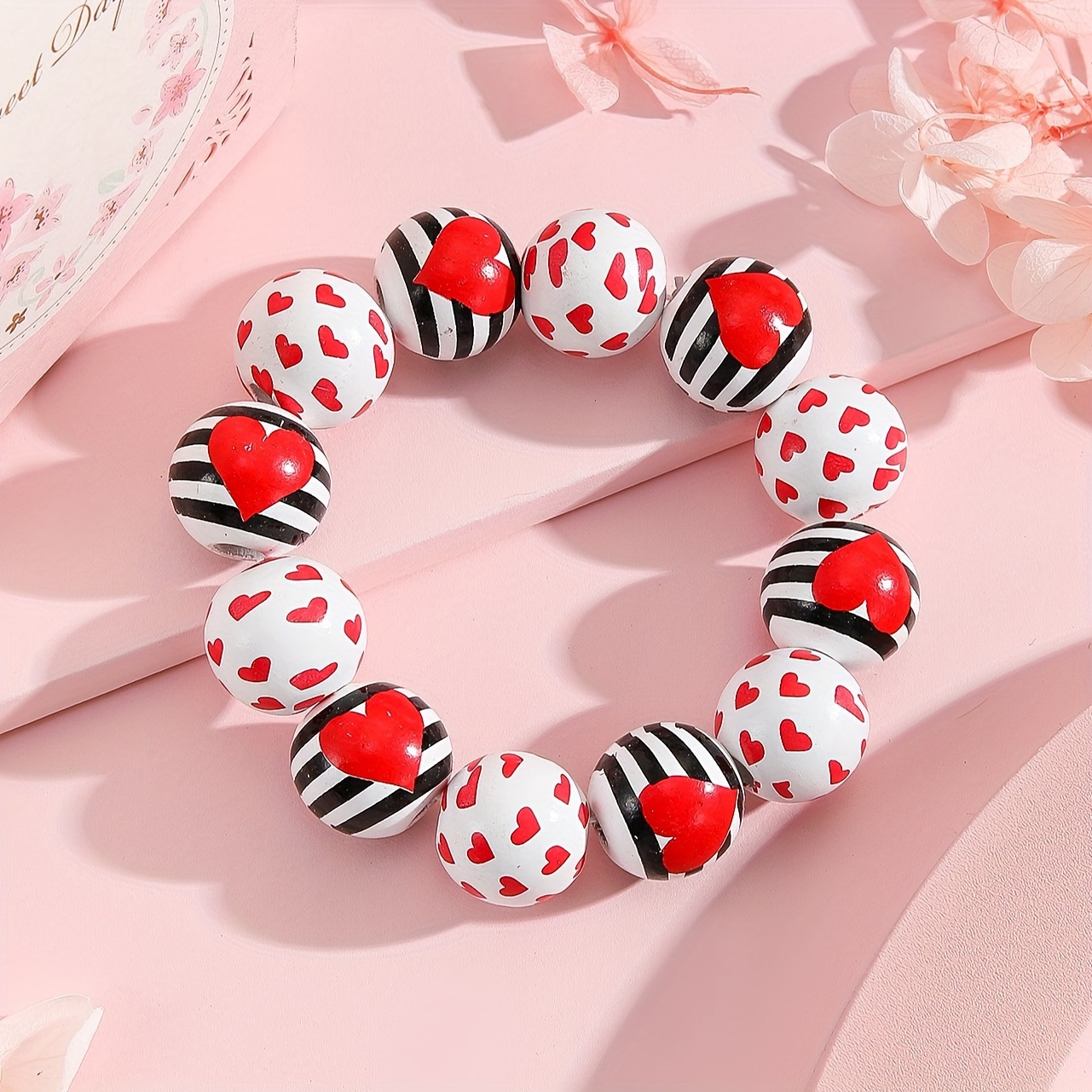 Heart Beaded Bracelet Valentine's Gift for Her